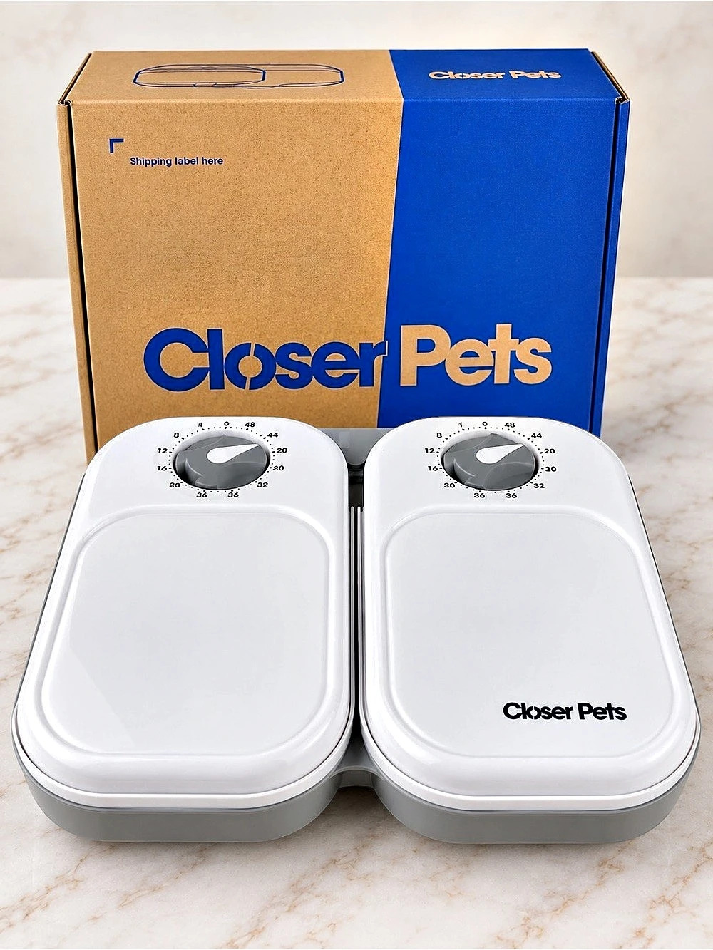 Closer Pets C200 Automatic Timed Cat Dog Feeder Dual Compartment